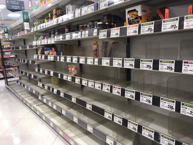 Shoppers empty shelves in Tokyo after warning